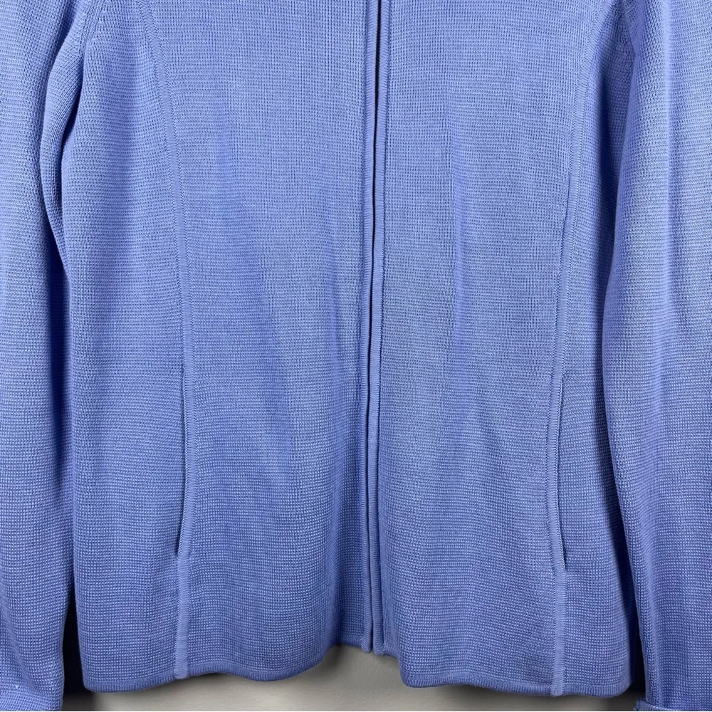 Talbots Blue Full Zip Up Cardigan Sweater Size Medium Cotton Rayon - Picture 2 of 9